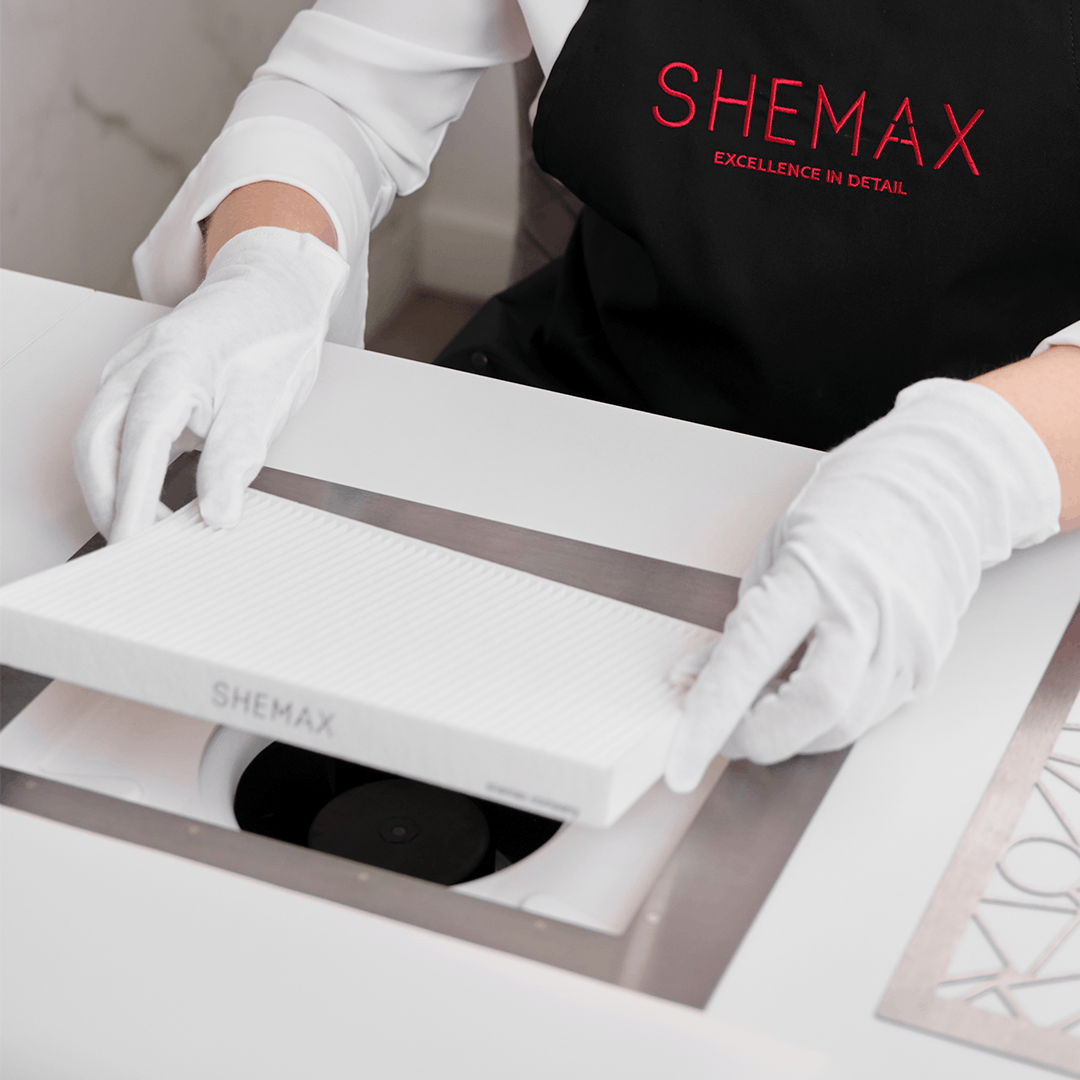 Aspirateur de table manucure Shemax Blanc avec filtre- Fraise Nail Shop
